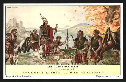 Sammelbild Liebig, Les clans ecossais, Le clan primitif
