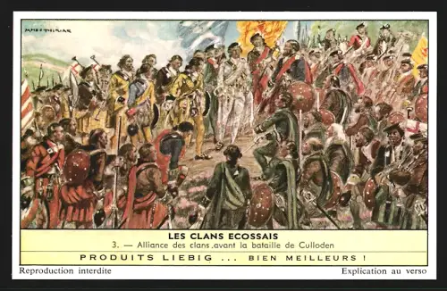 Sammelbild Liebig, Les clans ecossais, Alliance des clans avant la bataille de Culloden