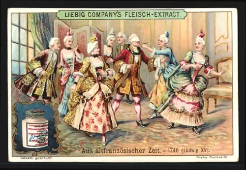 Sammelbild Liebig, Fleisch Extrakt, Serie Aus Altfranzösischer Zeit, Festgesellschaft um 1740 während Ludwig XV.