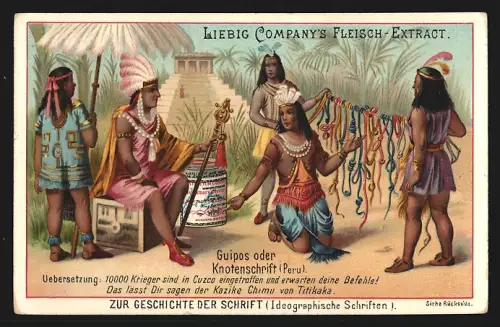 Sammelbild Liebig, Geschichte der Schrift, Knotenschrift aus Peru