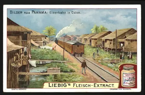 Sammelbild Liebig, Bilder aus Panama, Eisenbahn in Colon