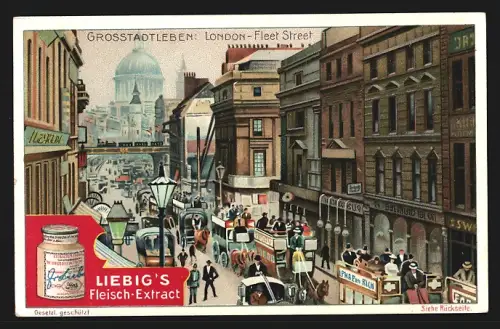 Sammelbild Liebig, Grossstadtleben, Fleet Street in London