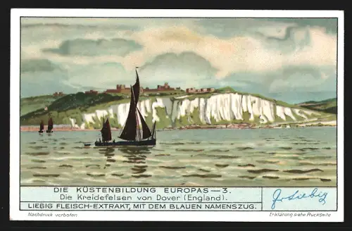 Sammelbild Liebig, Küstenbildung Europeas, Kreidefelsen von Dover