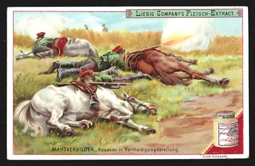 Sammelbild Liebig, Manöverbilder, Kosaken in Verteidigungsstellung