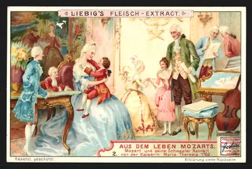 Sammelbild Liebig, Aus dem Leben Mozarts, Mozart und seine Schwester Nanners 1762