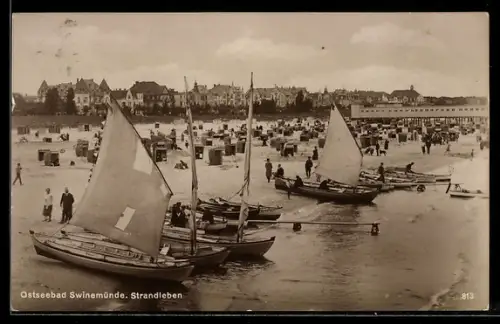 AK Ostseebad Swinemünde, Strandleben