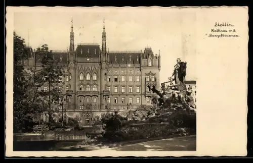 AK Stettin, Rathaus mit Mangelbrunnen