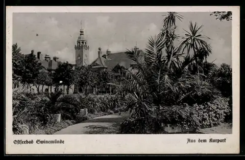 AK Swinemünde, Ostseebad, Aus dem Kurpark