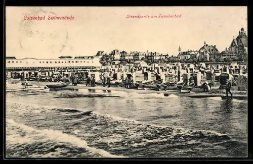 AK Swinemünde, Ostseebad, Strandpartie am Familienbad