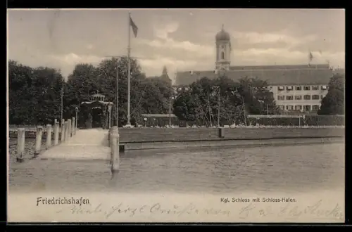 AK Friedrichshafen, Kgl. Schloss mit Schloss-Hafen
