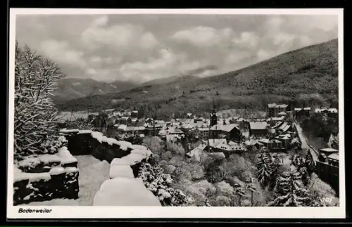 AK Badenweiler, Winteransicht auf Ort und Kirche