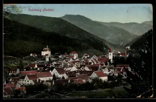 AK Sulzburg /Baden, Ortsansicht mit Kirche und Stadttor