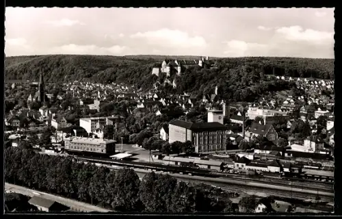 AK Heidenheim /Württ., Schloss Hellenstein, Ortsansicht, Bahnhof