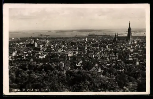 AK Ulm a. D., Blick von Norden über die Stadt