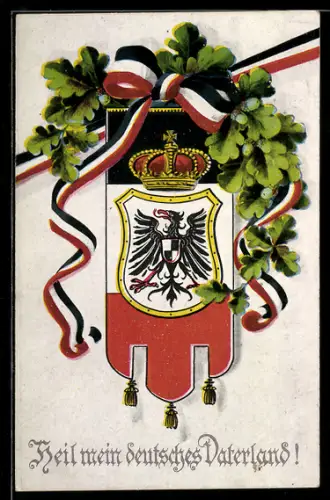 AK Hoheitsalder mit Brustschild, schwarz-weiss-rotes Fahnenband mit Eichenblättern