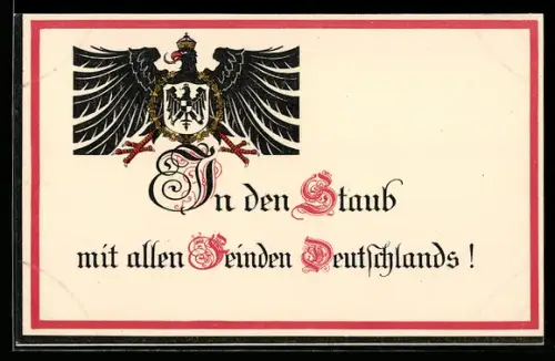 AK Hoheitsadler mit Brustschild und Kaiserkrone, schwarz-weiss-rote Nationalfarben