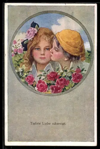 Künstler-AK Brüder Kohn (B.K.W.I) Nr. 309-2: Junge küsst Mädchen