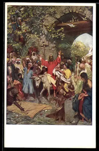 Künstler-AK Brüder Kohn (B.K.W.I) Nr. 1231: Jesus auf einem Esel