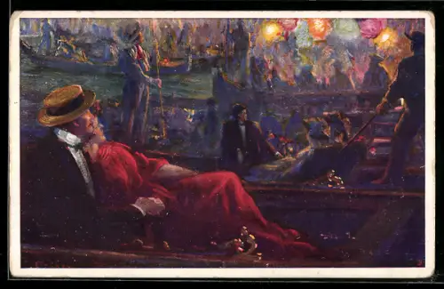 Künstler-AK Brüder Kohn (B.K.W.I) Nr.623-3, Venezia, Serenata, Gondeln