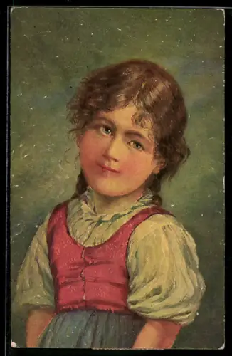Ölgemälde-Imitations-AK Imita / A.S.-M. Leipzig Nr. 350: Liesl mit Zöpfen