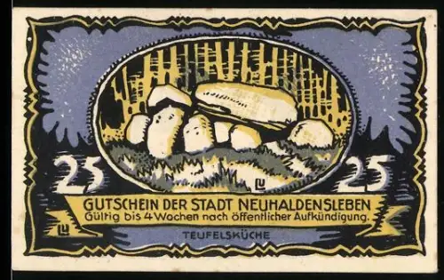 Notgeld Neuhaldensleben, 25 Pfennig, Teufelsküche und Stadtheide