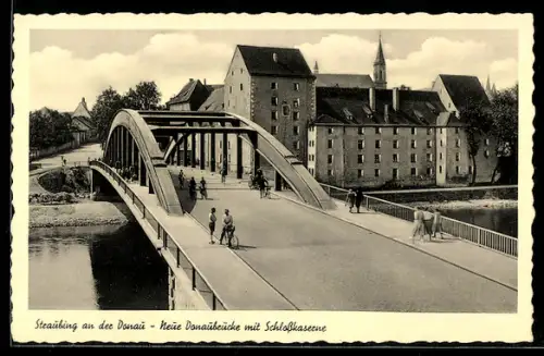 AK Straubing an der Donau, Neue Donaubrücke, Schlosskaserne