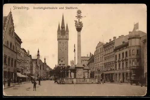 AK Straubing, Dreifaltigkeitssäule, Stadtturm