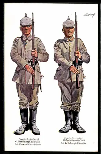 AK Garde-Infanterist und Garde-Grenadier in Uniform