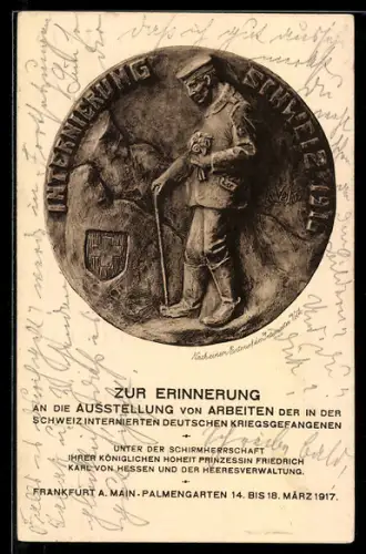 AK Frankfurt a/M, Ausstellung von Arbeiten der in der Schweiz internierten Kriegsgefangenen 1917