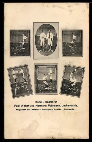 AK Kunst-Radfahrer Paul Wolter und Hermann Puhlmann