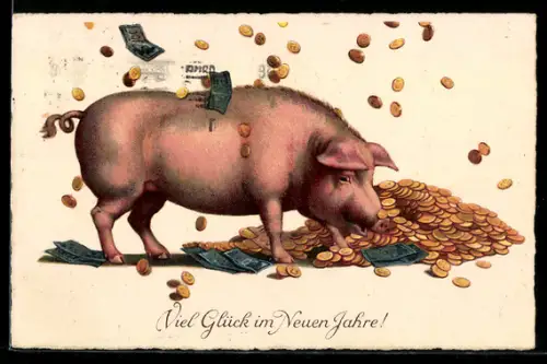 AK Schwein mit Geld