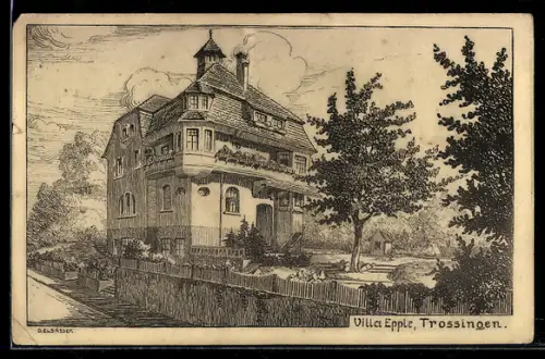 AK Trossingen, Villa Epple mit Garten
