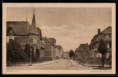 AK Bünde i. W., Partie in der Bismarckstrasse