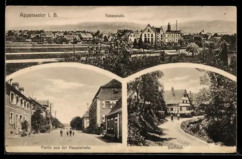 AK Appenweier i. B., Hauptstrasse, Dorfidyll, Teilansicht