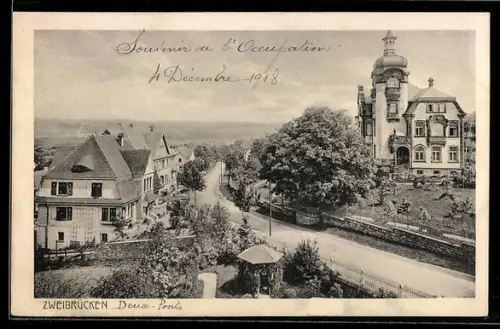 AK Zweibrücken, Strassenpartie mit Villen