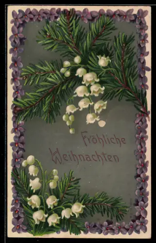 AK Maiglöckchen und Veilchen, Weihnachtsgruss