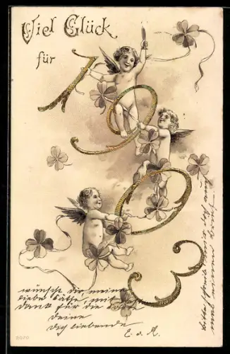 AK Neujahrsengel mit goldener Jahreszahl 1903