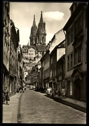 AK Meissen /Elbe, Burgstrasse, Dom und Albrechtsburg