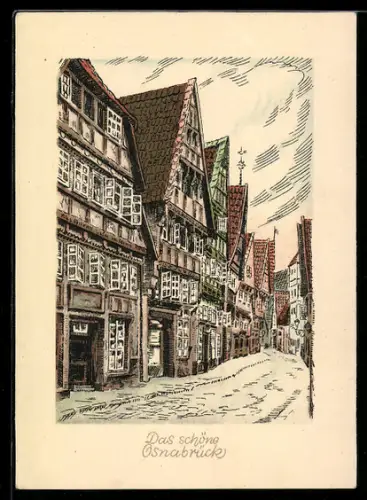 AK Osnabrück, Fachwerkhäuser in der Altstadt