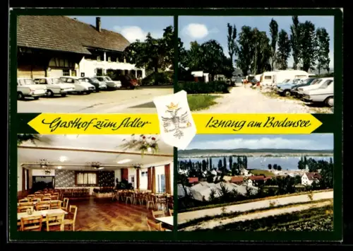 AK Iznang am Bodensee, Gasthof zum Adler, Bes. Anton Hügle, Campingplatz, Bodenseeblick