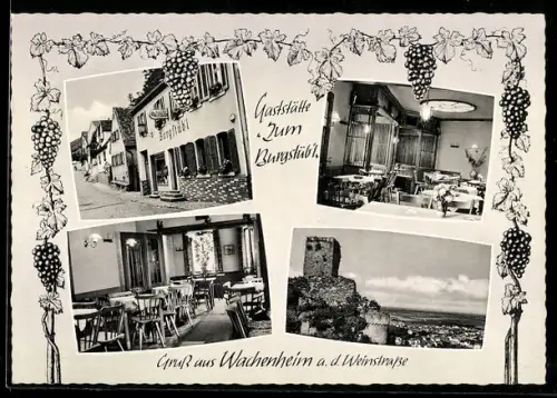 AK Wachenheim a. d. Weinstrasse, Gasthaus Zum Burgstübl, Bes. Peter Wahl, Wachtenburg, Innenansichten