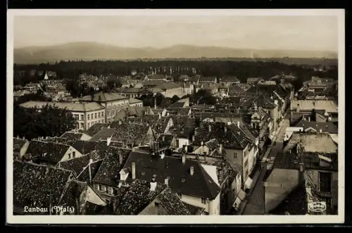 AK Landau /Pfalz, Stadtansicht mit Blick über Dächer und Umgebung
