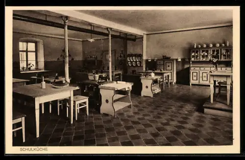 AK Wasserburg am Inn, Erziehungs-Institut der Englischen Fräulein, Schulküche, Innenansicht
