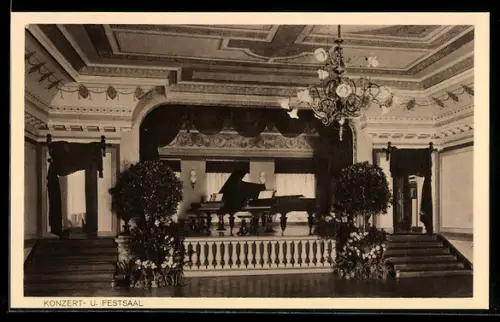 AK Wasserburg am Inn, Erziehungs-Institut der Englischen Fräulein, Konzert- und Festsaal, Innenansicht