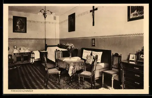 AK Wasserburg am Inn, Erziehungs-Institut der Englischen Fräulein, Fremdenzimmer, Innenansicht
