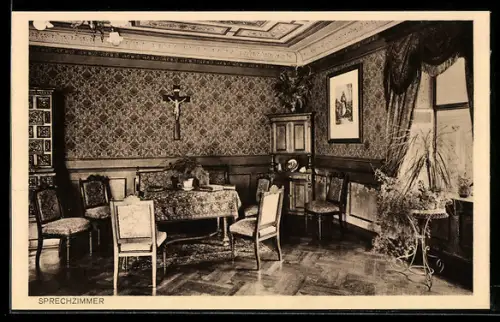 AK Wasserburg am Inn, Erziehungs-Institut der Englischen Fräulein, Sprechzimmer, Innenansicht