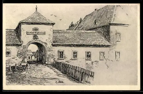 Künstler-AK Neu-Isenburg, Ansicht vom Forsthaus Gravenbruch