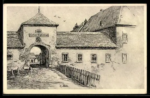 Künstler-AK Gravenbruch, Forsthaus Gravenbruch