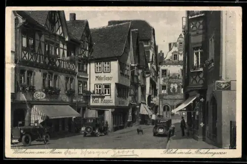 AK Wertheim am Main, Blick in die Strasse Brückengasse mit Möbellager Karl Kappes