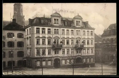 AK Heidelberg, Hotel Holländer Hof mit Strassenpartie